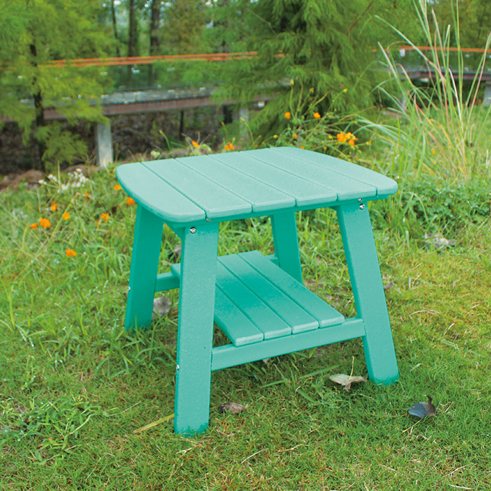 TTM001 HDPE Prateleira extensível de 2 camadas para pátio externo Cadeira de balanço Adirondack com mesa lateral definida