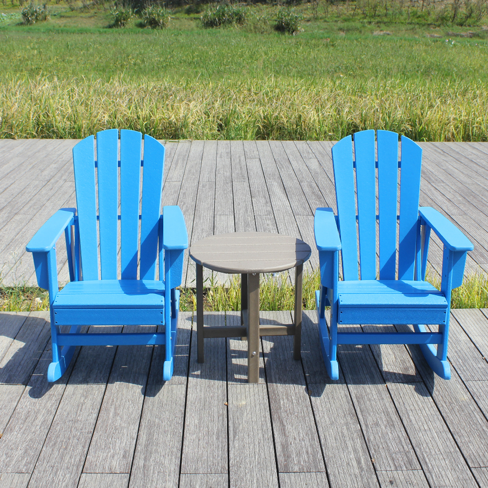 Conjunto azul combinado de cadeira Adirondack para crianças ao ar livre