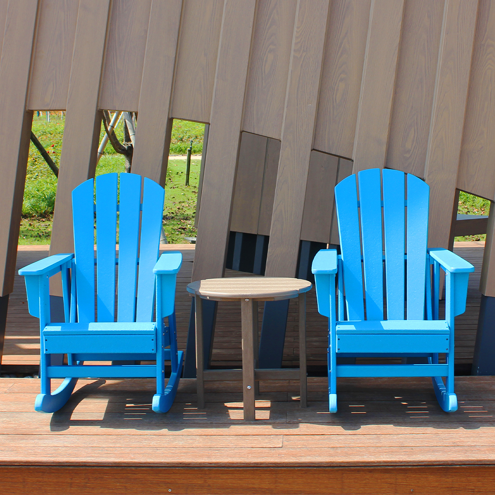 Conjunto azul combinado de cadeira Adirondack para crianças ao ar livre