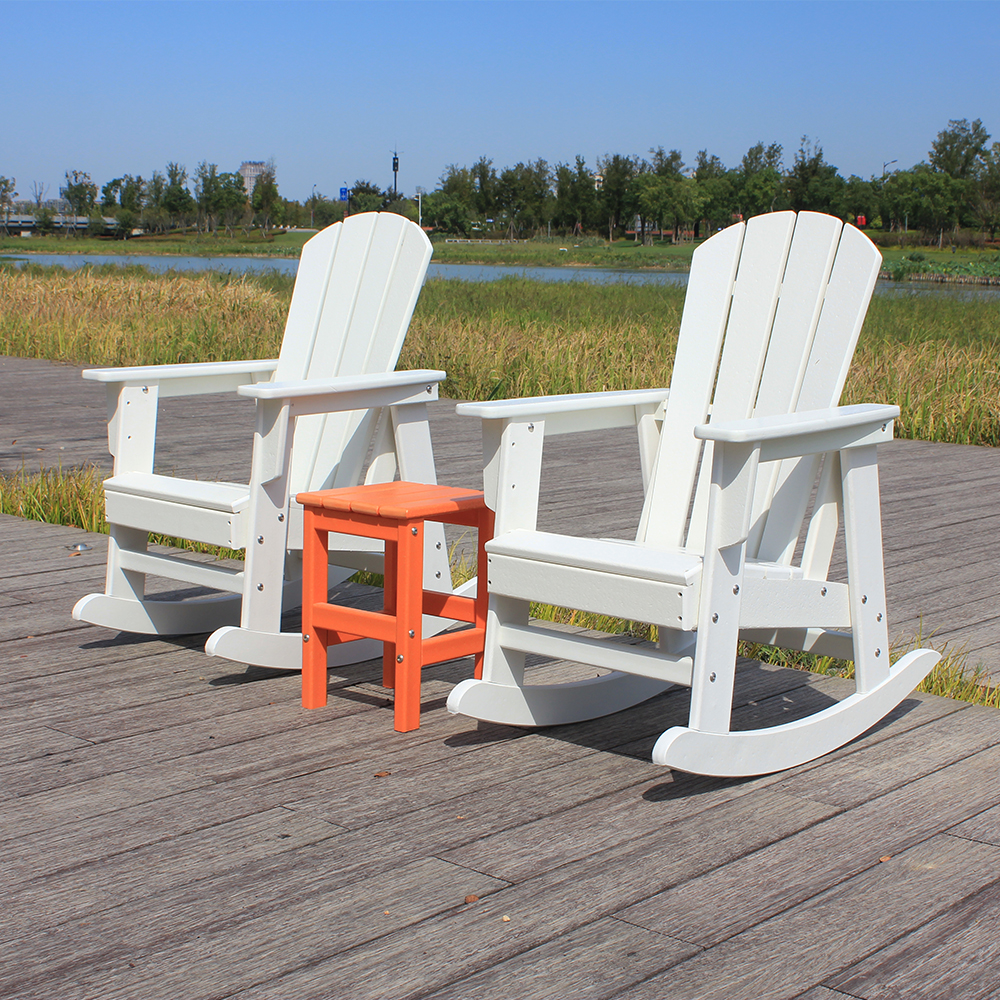 Conjunto branco combinado de cadeira Adirondack para crianças ao ar livre